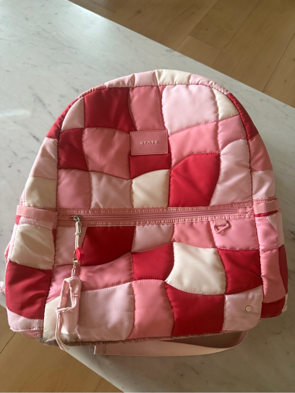 STATE Pink & Red Patchwork Puffer Backpack - Picture 3 of 6